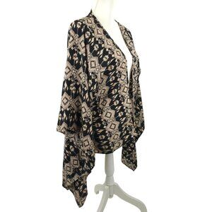 Voll Boho Tribal Print Kimono Womens OS Open Front Draped Lightweight Cardigan